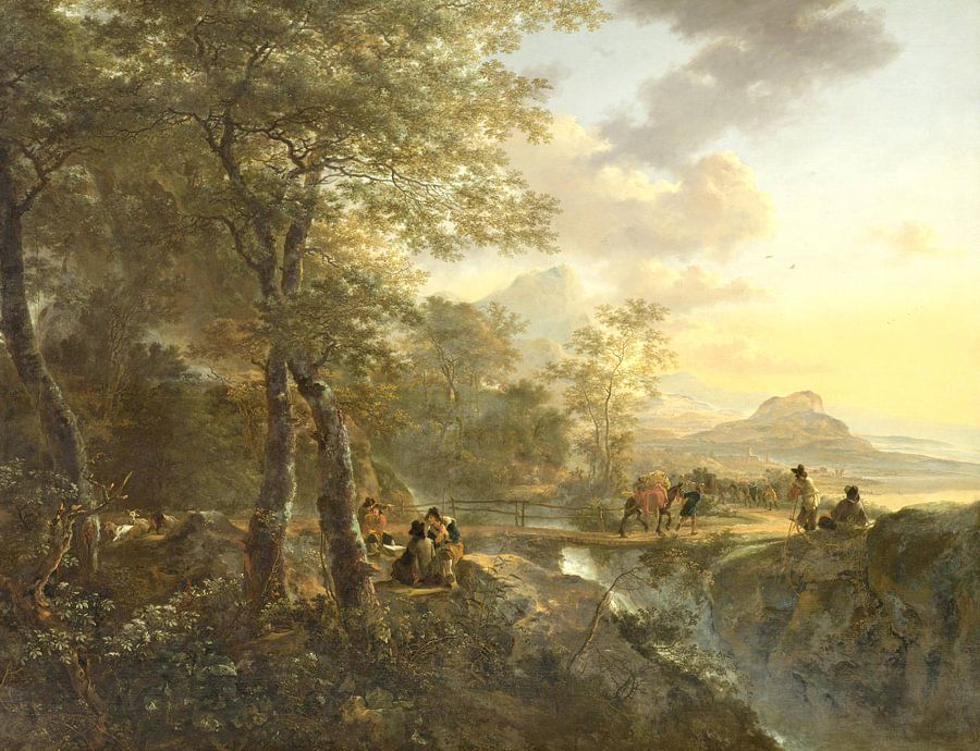 Italiaans landschap met tekenaar