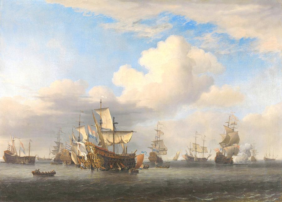 Veroverde Engelse schepen na de vierdaagse zeeslag