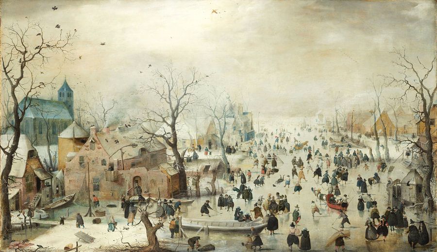 Winterlandschap met schaatsers
