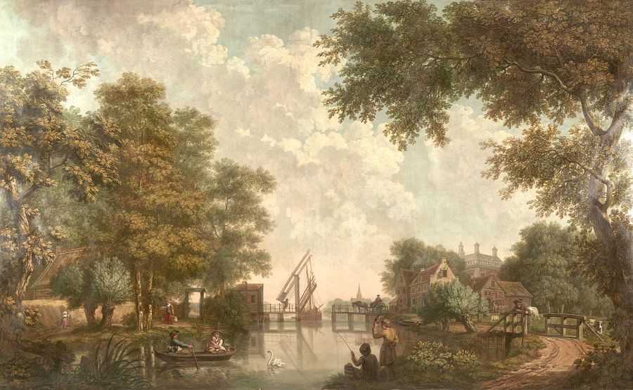 Behangschildering van een Hollands landschap